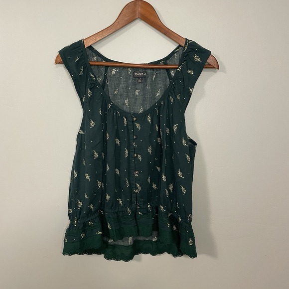 Toad&Co Tops - Toad & Co Organic Cotton Green Floral Tank Top Size L Vacation